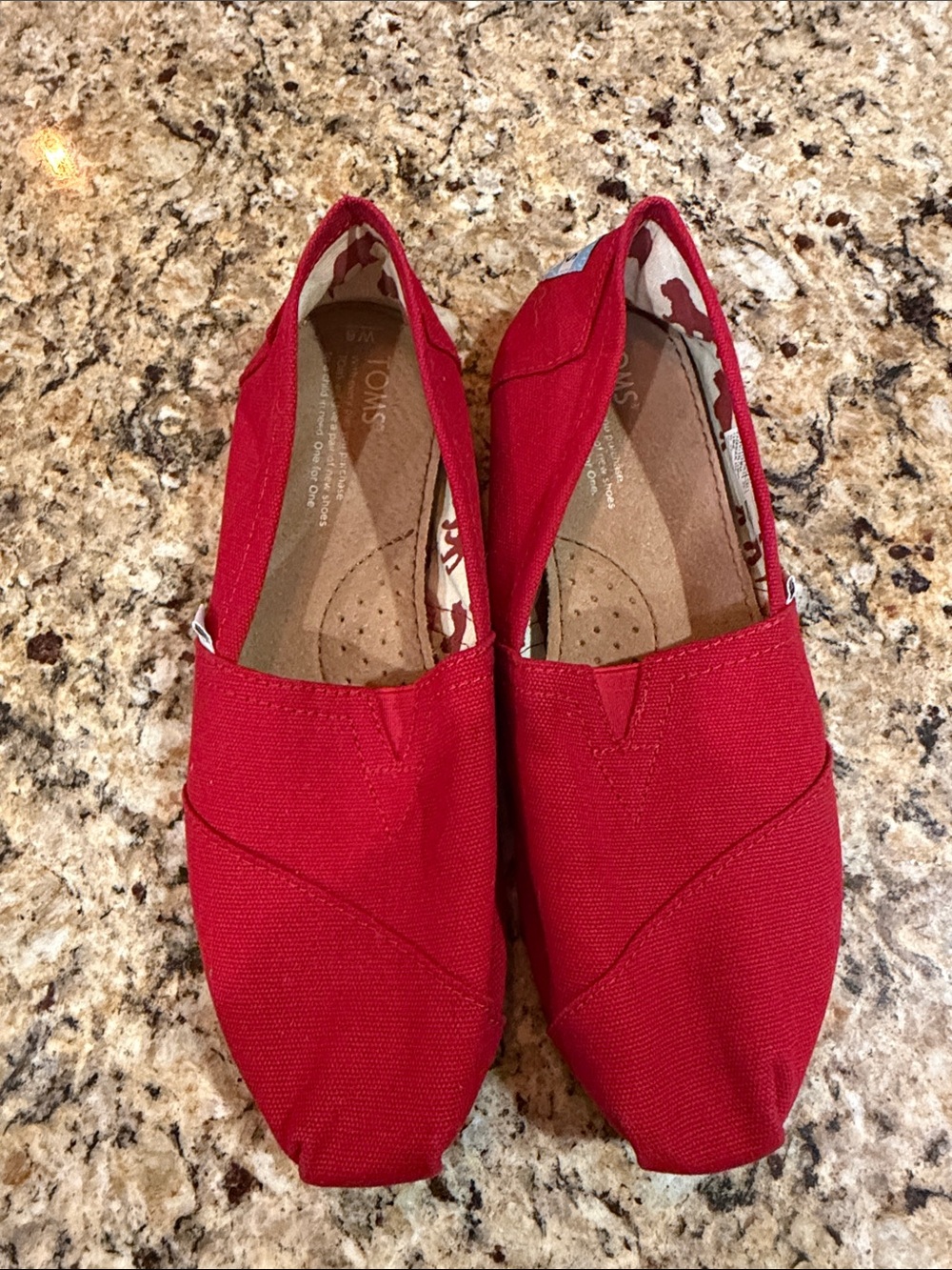 Toms Red Canvas Slip-On Flats